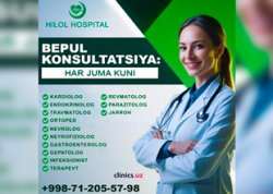 BEPUL KONSULTATSIYALA Hilol Hospital mutaxassislaridan — har juma kuni!