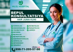 BEPUL KONSULTATSIYA malakali shifokorlardan — har juma kuni Hilol Hospital klinikasida!