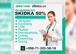 SKIDKA 50% shifokorlar konsultatsiyasiga — har payshanba kuni Ibrat Med klinikasida!